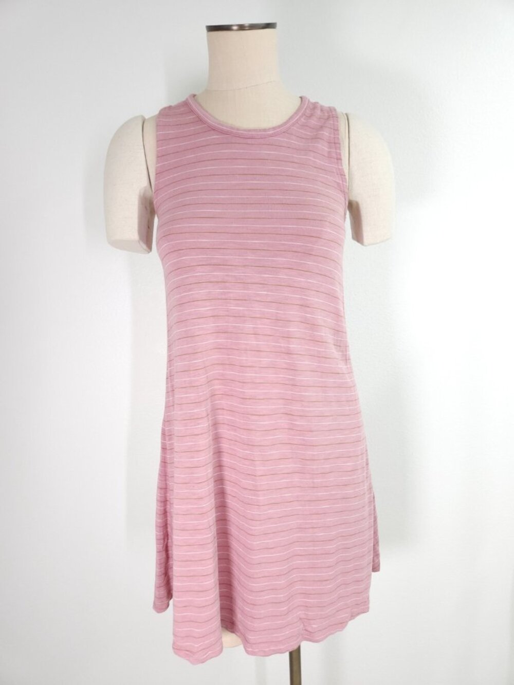 Madewell Womens Small Highpoint Tank Dress Pink Striped Knit Swing Mini Dress